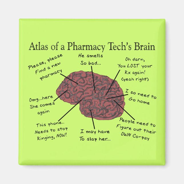Aimant Atlas du cerveau d'un technicien en pharmacie (Devant)