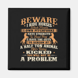 Aimant Attention Je Ride Chevaux - Cheval Lover Horseman