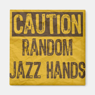 Aimant Attention OLD Sign-Random Jazz Hands Jaune/Noir