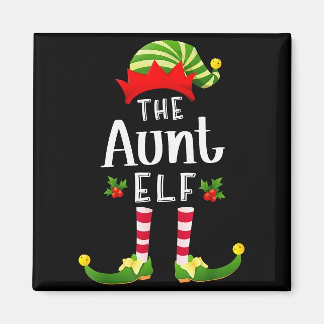 Aimant Aunt Christmas Elf Matching Pajama X-mas Party  (Devant)