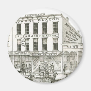 Aimant Aurora Illinois Aurora Beacon News 1871 Stone Lith