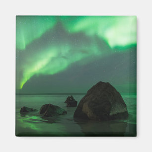 Aimant Aurore Boréale   Plage Lofoten Norvège