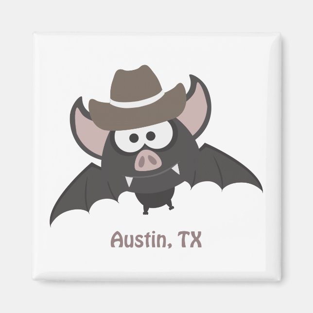 Aimant Austin Texas Cute Cartoon Cowboy Bat (Devant)