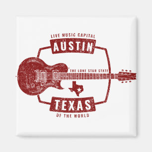 Aimant Austin Texas Live Music Guitare