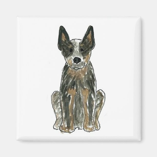 Aimant Australian Cattle Dog Blue Heeler Art (Devant)