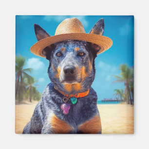 Aimant Australian Cattle on Beach, cadeau d'été des amour