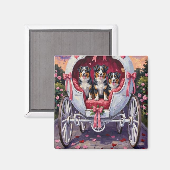 Aimant Australian Shepherd Dog Valentine's Day  (Recto/Verso)