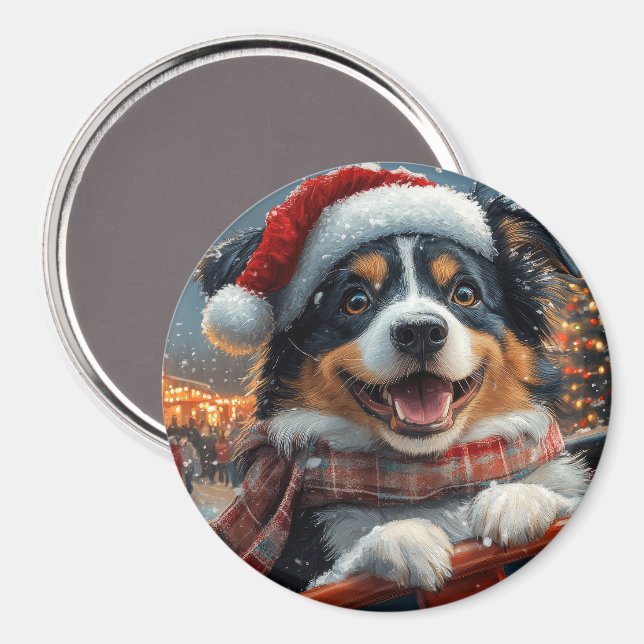 Aimant Australie Berger Dog Roller Dessous de verre Noël (Recto/Verso)