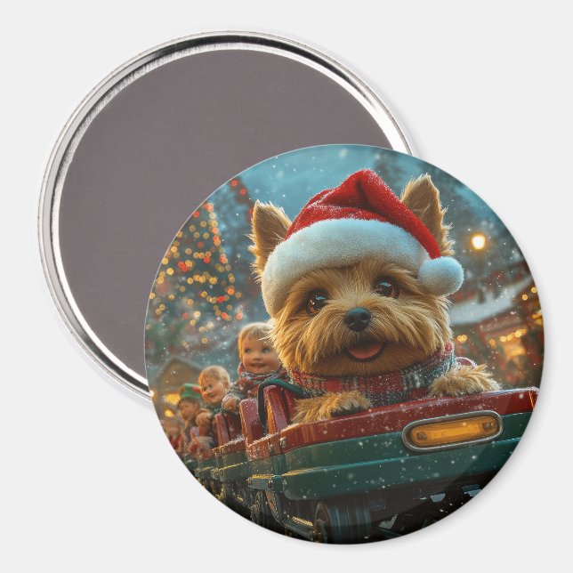 Aimant Australie Terrier Dog Roller Dessous de verre Noël (Recto/Verso)