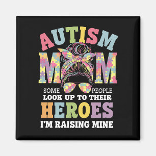 Aimant Autisme Maman Élever Héros Messy Bun Autistique
