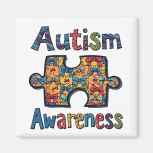 Aimant Autisme Maman Puzzle Pièce Coquette Bow Ruban Auti