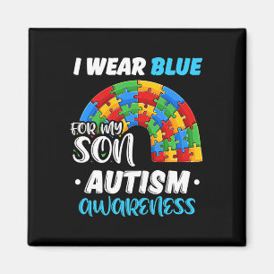 Aimant Autisme Puzzle arc-en-ciel Je Porte Du Bleu Pour S