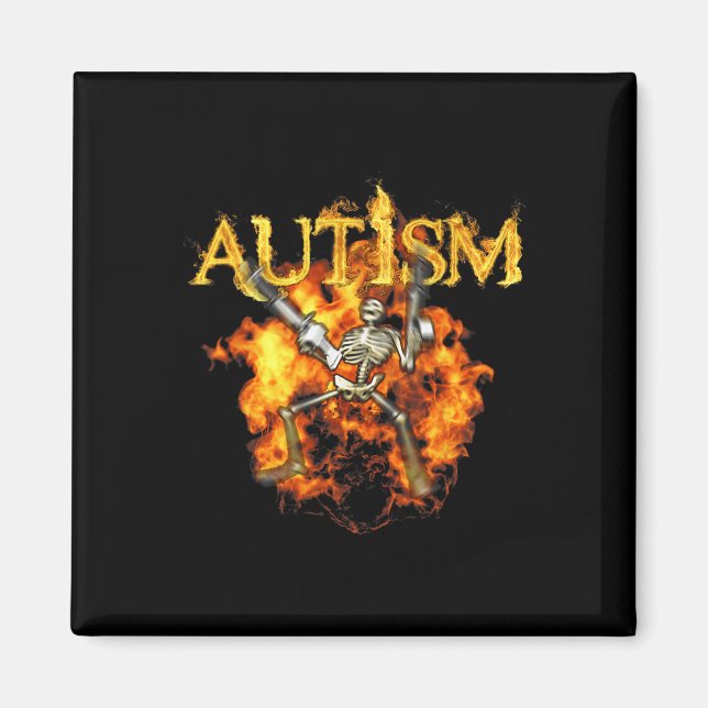 Aimant Autisme Skeleton Guns Funny Fire Bones Éffrayant (Devant)