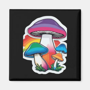 Aimant Autocollant champignon arc-en-ciel de fierté migno