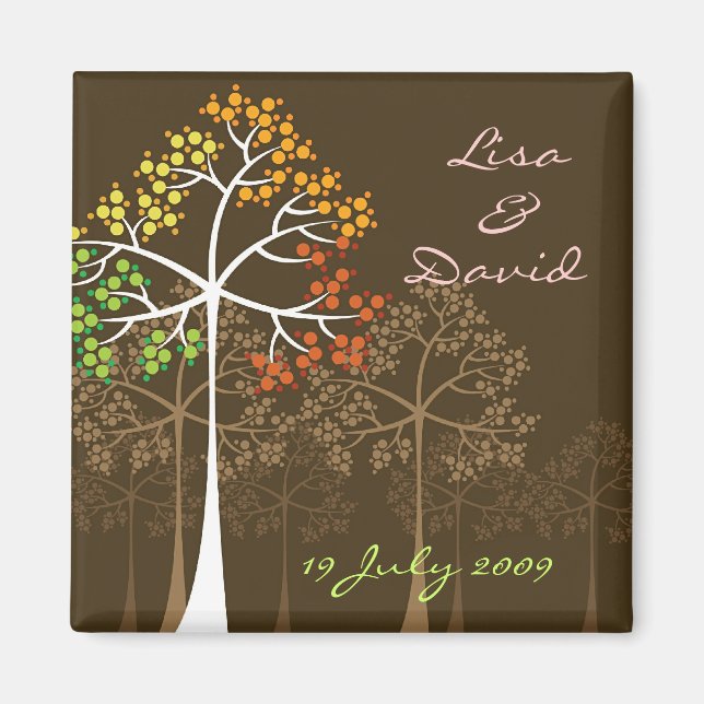 Aimant Automne Automne Arbres Bois Mariage Bois Enregistr (Devant)