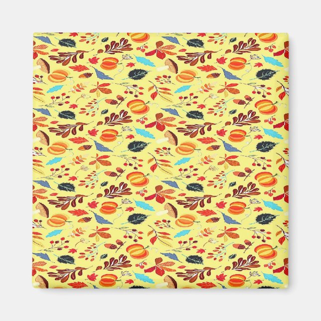 Aimant Automne automne motif sur jaune (Devant)