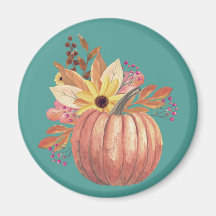 Automne citrouille terre cuite fleurie orange et t