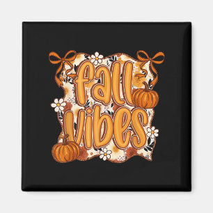 Aimant Automne Vibes Coquette Bow Citrouille Thanksgiving