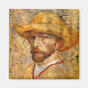 Aimant Autoportrait avec Casquette de paille, Vincent Van