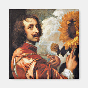 Aimant Autoportrait avec tournesol, 1632 artwork