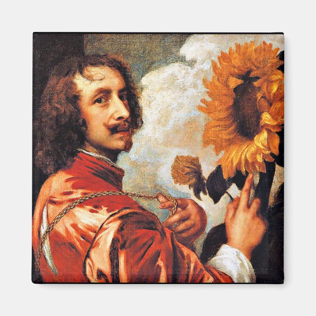 Aimant Autoportrait avec tournesol, célèbre oeuvre d'art (Devant)