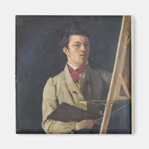 Aimant Autoportrait, se reposant à côté d'un chevalet,