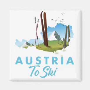 Aimant Autriche pour skier. bouton d'affiche