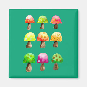 Aimant aux champignons colorés