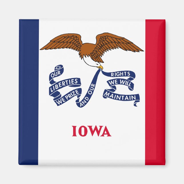 Aimant avec drapeau de l'État de l'Iowa - États-Un (Devant)