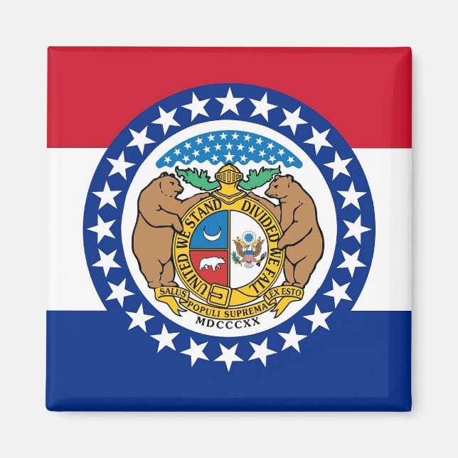 Aimant avec drapeau de l'État du Missouri - États- (Devant)
