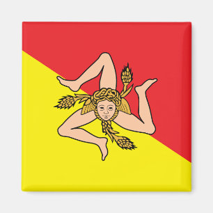Aimant avec Drapeau de Sicile, Italie