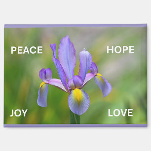 Aimant avec fleur d'Iris et thèmes de l'Avent