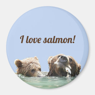 Aimant avec grizzli & petit avec saumon