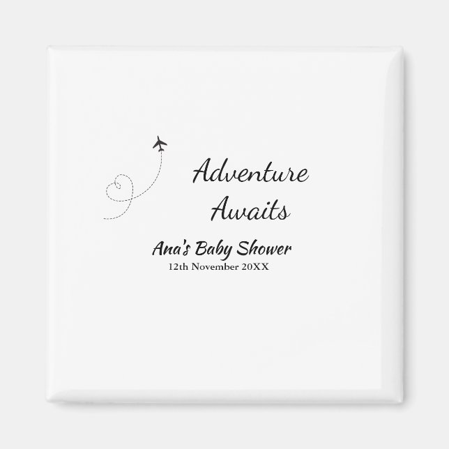 Aimant Aventure attend baby shower ajouter nom date plan  (Devant)