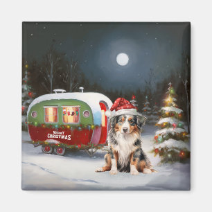 Aimant Aventure de Noël en caravane de Berger Australien