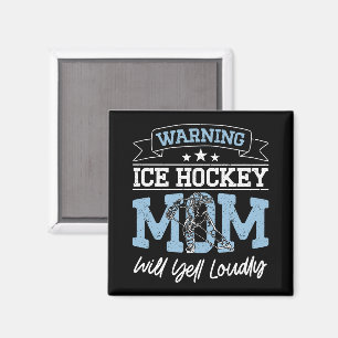 Aimant Avertissement Maman De Hockey Sur Glace Va hurler 