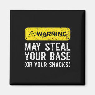 Aimant Avertissement Peut Voler Votre Base Funny Baseball