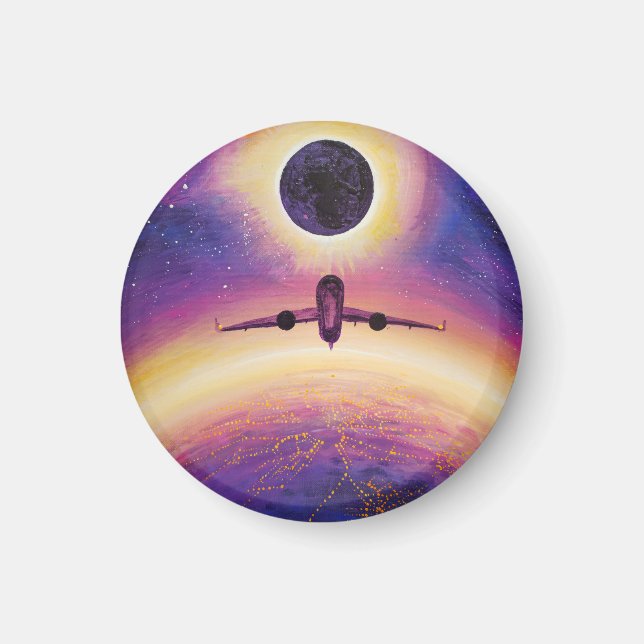 Aimant Avion en ville de vol et éclipse (Devant)