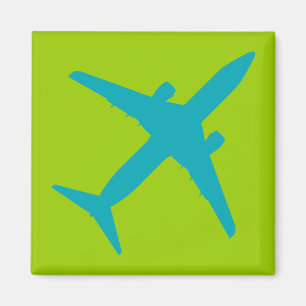 Aimant Avion graphique dans le bleu d'Aqua