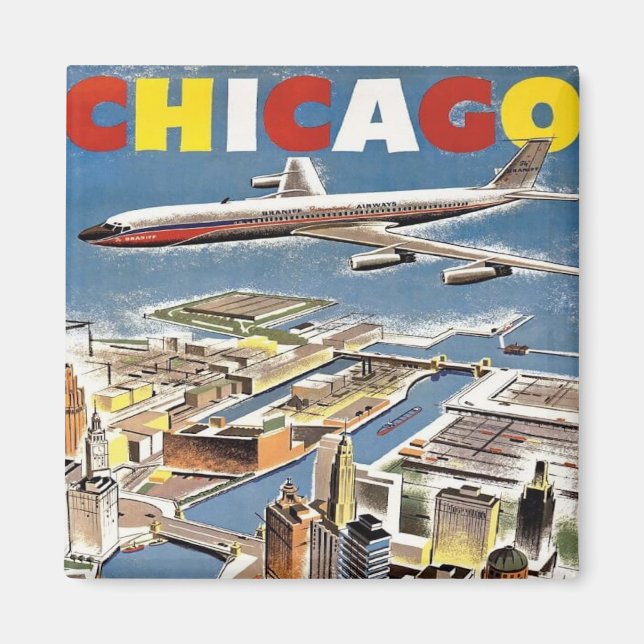 Aimant Avion touristique vintage Retro Chicago (Devant)