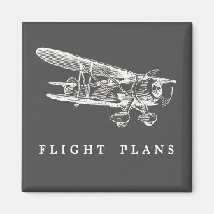 Aimant Avion vintage, plans de vol
