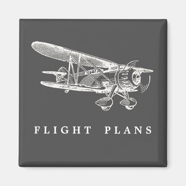 Aimant Avion vintage, plans de vol (Devant)