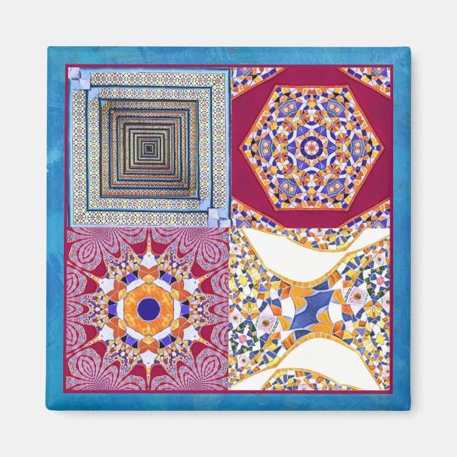 Aimant Azulejos Carreaux géométriques avec torsion CG (Devant)