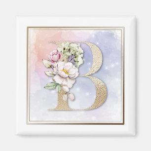 Aimant B Monogramme Floral Rose