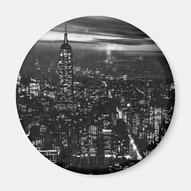 Aimant B&W New York City la nuit (Devant)