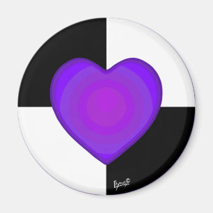 Aimant B&W Purple Hearts Beating
