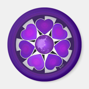 Aimant B&W Purple Hearts Beating