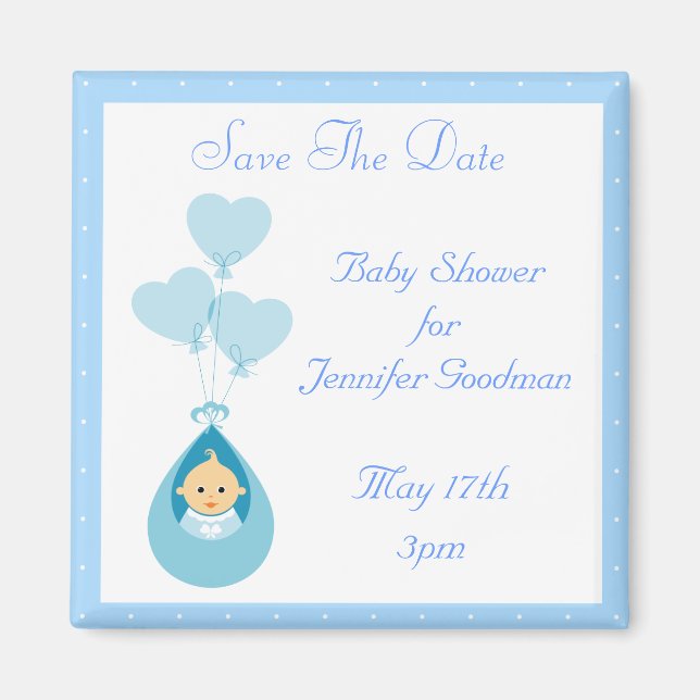 Aimant Baby Boy & Balloons Blue Enregistrer Le Baby showe (Devant)