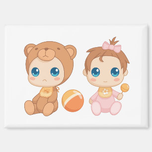 Aimant Baby Girl Twins Bear Jumpsuit