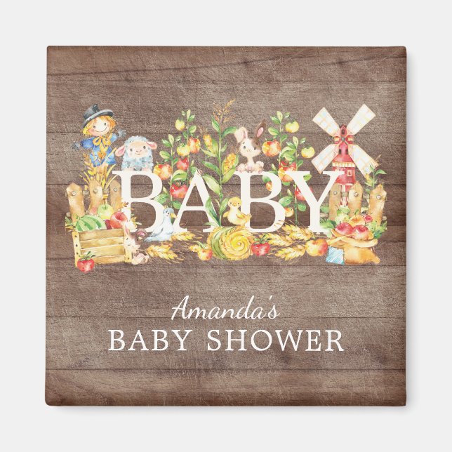 Aimant Baby shower agricole Favoriser l'aimant (Devant)